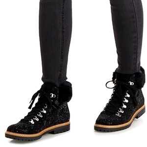 new w/o Box INC International Concepts Pravale 3 Lug Sole Lace-Up Bling Booties